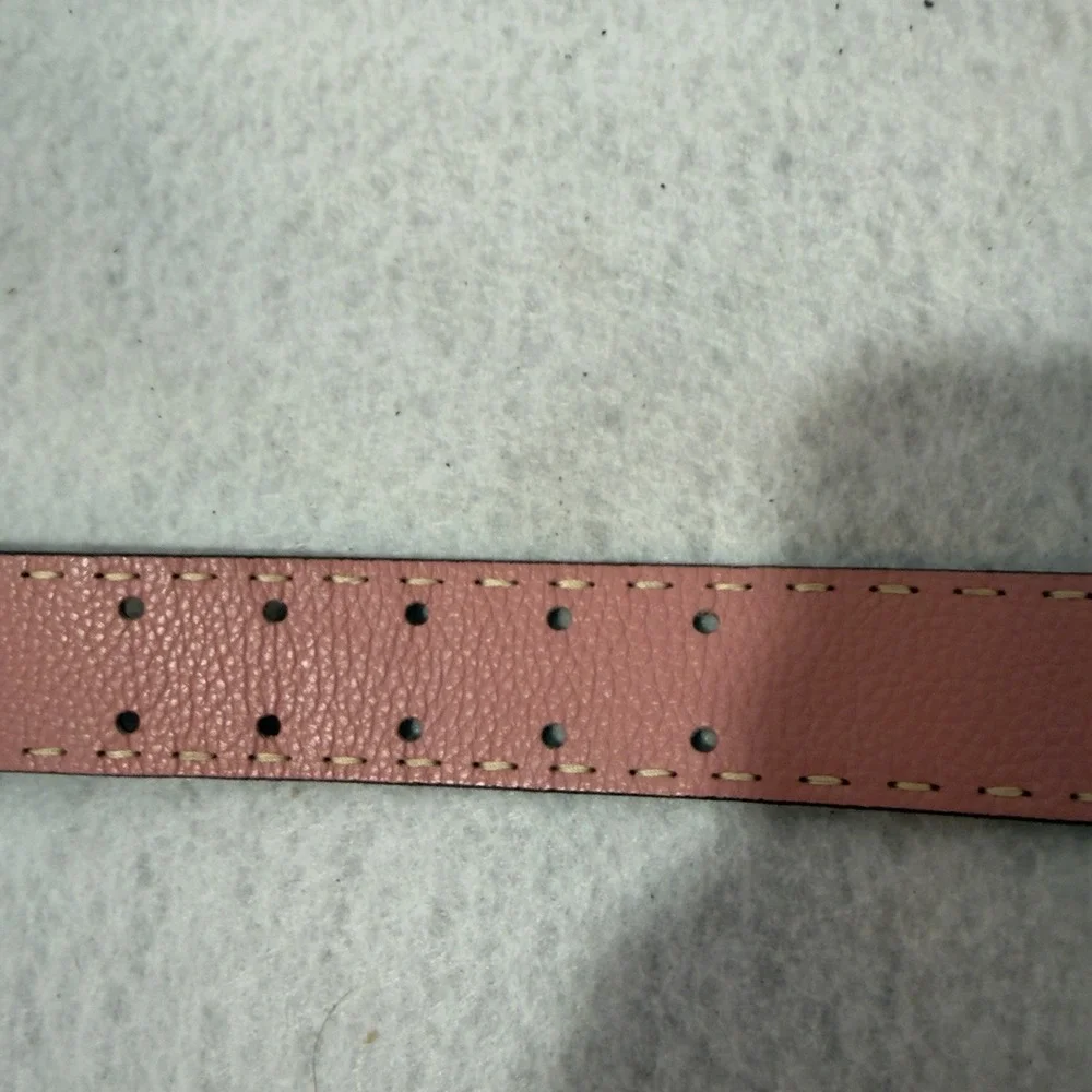 BCBG Max Azria Pink Leather Belt Made in England Double Prong Size Small